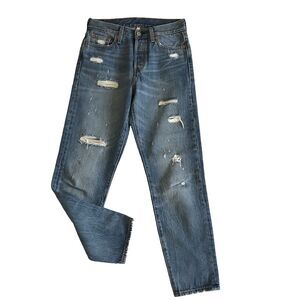 LEVI'S Women’s 26 X 28 The Wedgie Ankle Jeans Distressed Button Fly Style 22861